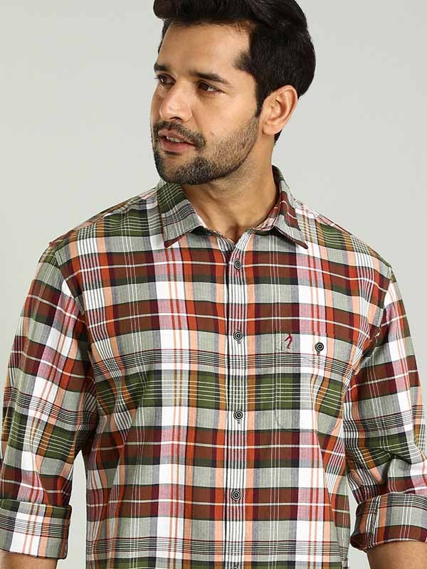 Indian Terrain Men's Regular Fit Full Sleeve Checkered Multicolor Shirt